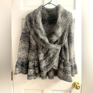 WHBM black and white button crossover cardigan